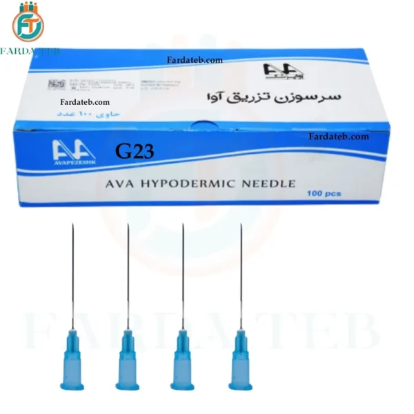 خرید + قیمت سرسوزن آوا گیج 23 آبی بسته 100 عددی (نیدل تزریق آوا G23)