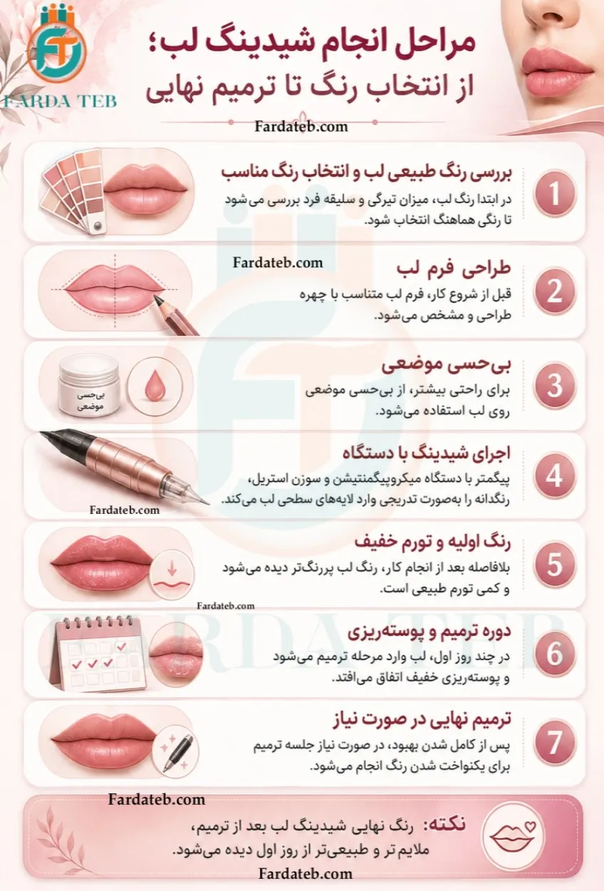 شیدینگ لب چیست؟ مراحل، ماندگاری، عوارض و مراقبتها 1 مراحل شیدینگ لب